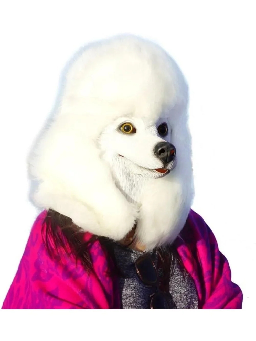 Realistic Poodle Head Mask for Adults - Halloween Costume Accessory, Party Props